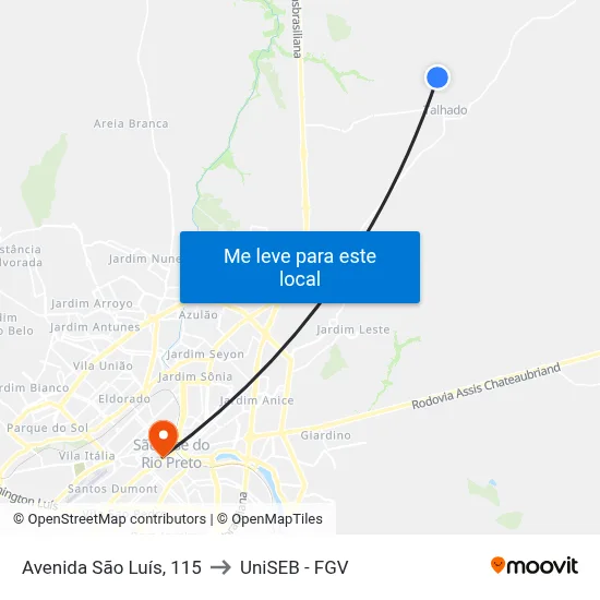 Avenida São Luís, 115 to UniSEB - FGV map