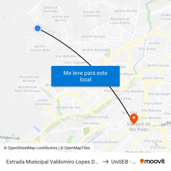 Estrada Municipal Valdomiro Lopes Da Silva, 28 to UniSEB - FGV map