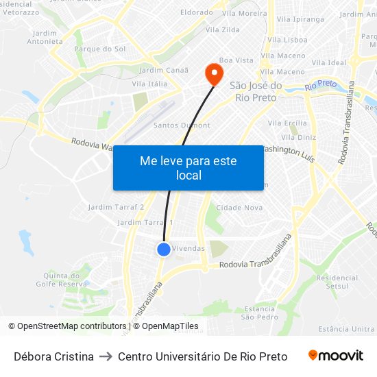 Débora Cristina to Centro Universitário De Rio Preto map