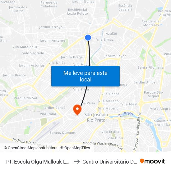 Pt. Escola Olga Mallouk Lopes Da Silva to Centro Universitário De Rio Preto map