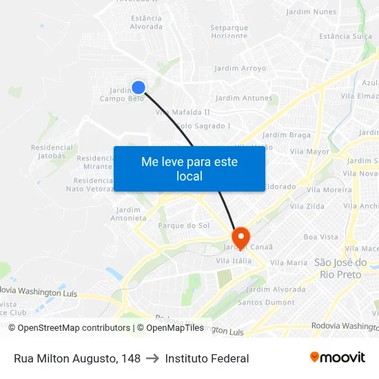 Rua Milton Augusto, 148 to Instituto Federal map