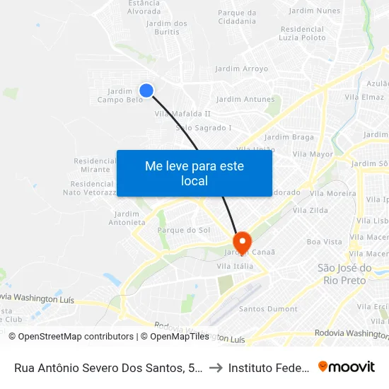 Rua Antônio Severo Dos Santos, 507 to Instituto Federal map
