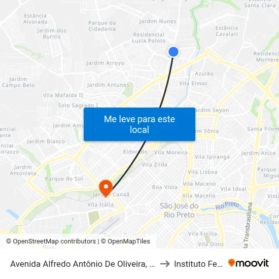 Avenida Alfredo Antônio De Oliveira, 3299-3305 to Instituto Federal map