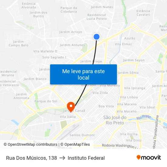 Rua Dos Músicos, 138 to Instituto Federal map