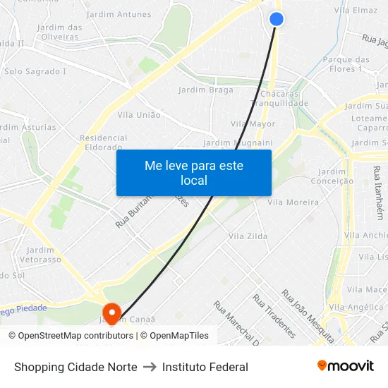Shopping Cidade Norte to Instituto Federal map