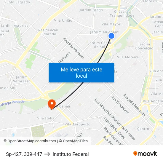 Sp-427, 339-447 to Instituto Federal map