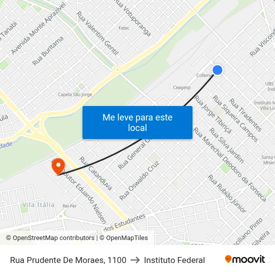 Rua Prudente De Moraes, 1100 to Instituto Federal map