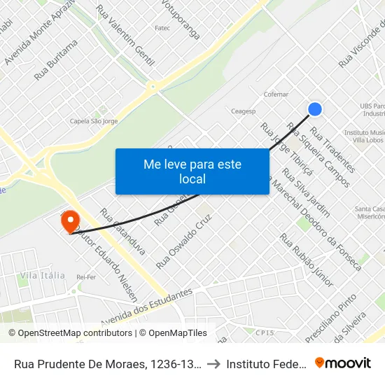 Rua Prudente De Moraes, 1236-1340 to Instituto Federal map