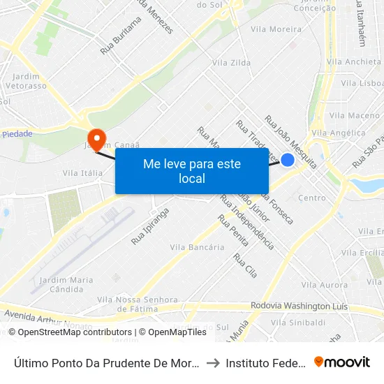 Último Ponto Da Prudente De Morais to Instituto Federal map