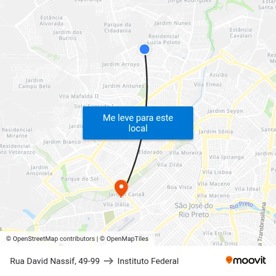 Rua David Nassif, 49-99 to Instituto Federal map