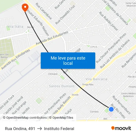 Rua Ondina, 491 to Instituto Federal map