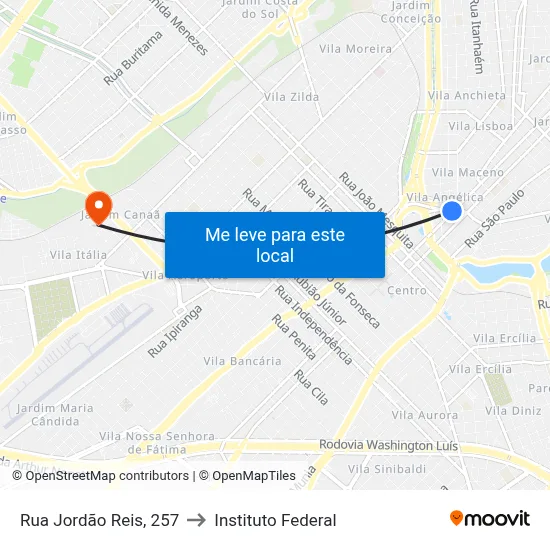 Rua Jordão Reis, 257 to Instituto Federal map