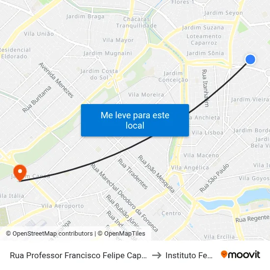 Rua Professor Francisco Felipe Caputo, 187 to Instituto Federal map
