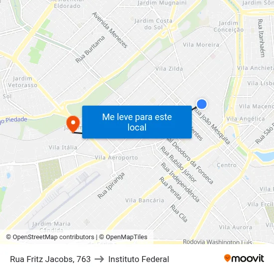 Rua Fritz Jacobs, 763 to Instituto Federal map