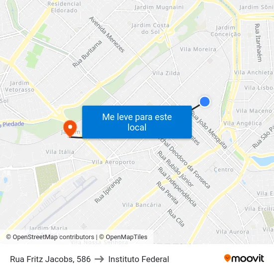 Rua Fritz Jacobs, 586 to Instituto Federal map