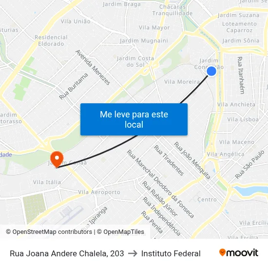 Rua Joana Andere Chalela, 203 to Instituto Federal map