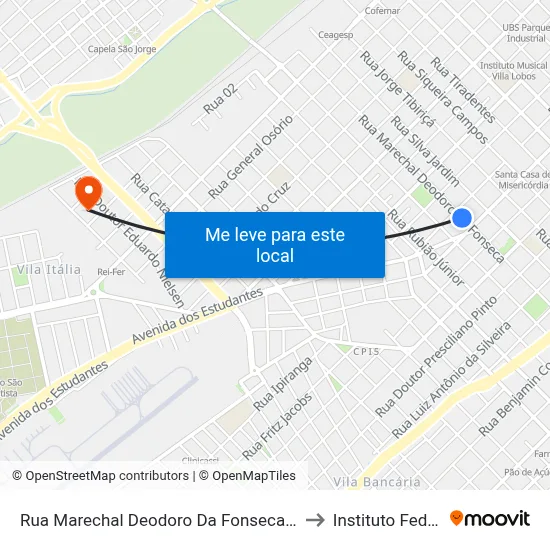 Rua Marechal Deodoro Da Fonseca, 1952 to Instituto Federal map