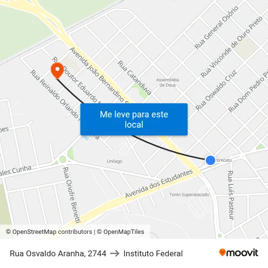 Rua Osvaldo Aranha, 2744 to Instituto Federal map