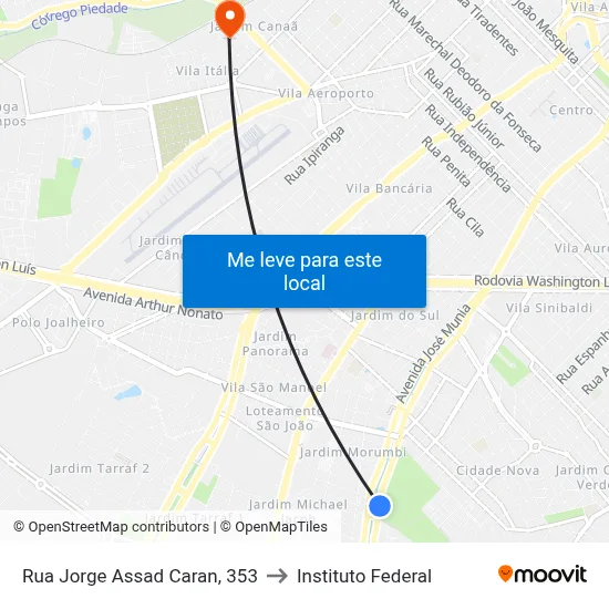 Rua Jorge Assad Caran, 353 to Instituto Federal map