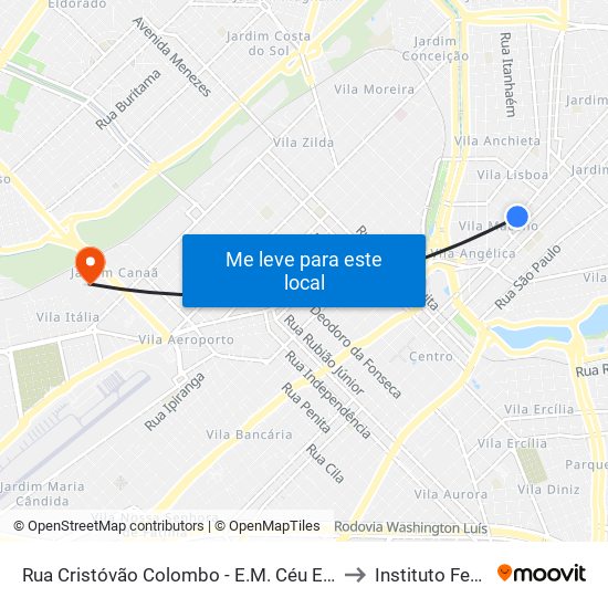 Rua Cristóvão Colombo - E.M. Céu Encantado to Instituto Federal map