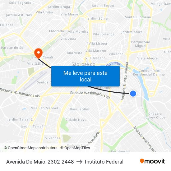 Avenida De Maio, 2302-2448 to Instituto Federal map