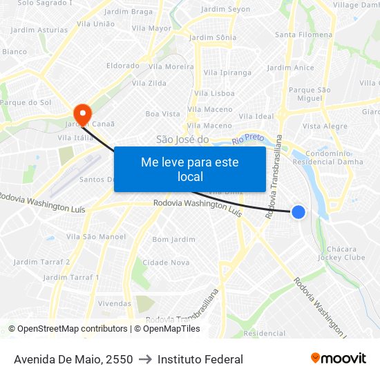 Avenida De Maio, 2550 to Instituto Federal map