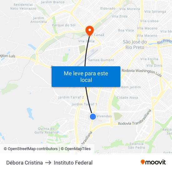 Débora Cristina to Instituto Federal map
