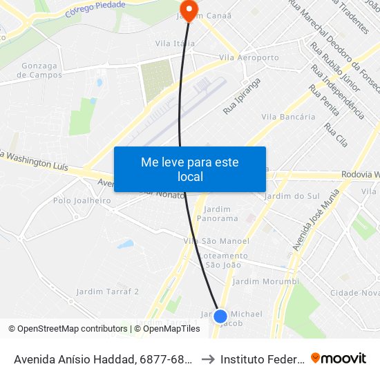 Avenida Anísio Haddad, 6877-6879 to Instituto Federal map