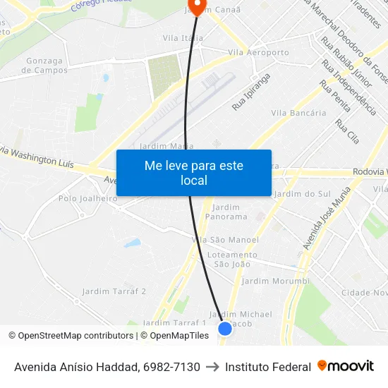 Avenida Anísio Haddad, 6982-7130 to Instituto Federal map