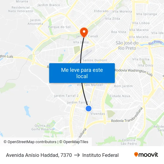 Avenida Anísio Haddad, 7370 to Instituto Federal map