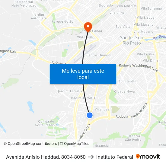 Avenida Anísio Haddad, 8034-8050 to Instituto Federal map