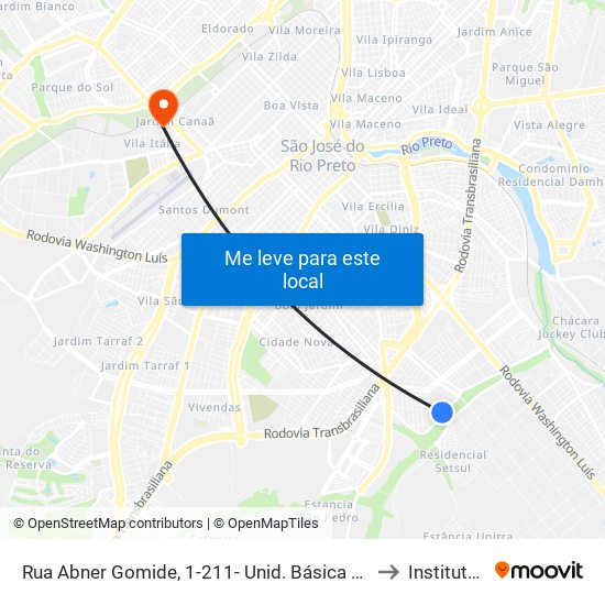 Rua Abner Gomide, 1-211- Unid. Básica De Saúde Familiar Cidade Jardim to Instituto Federal map