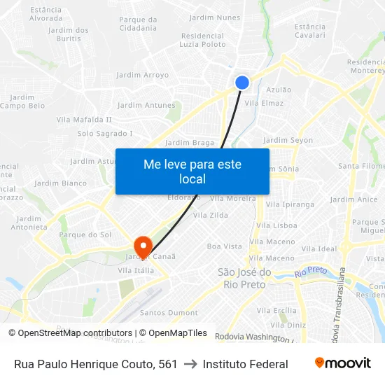 Rua Paulo Henrique Couto, 561 to Instituto Federal map