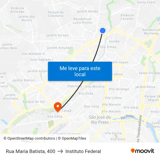 Rua Maria Batista, 400 to Instituto Federal map