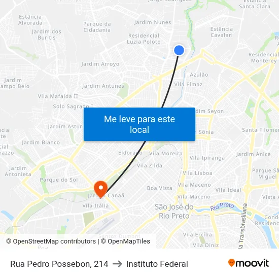 Rua Pedro Possebon, 214 to Instituto Federal map