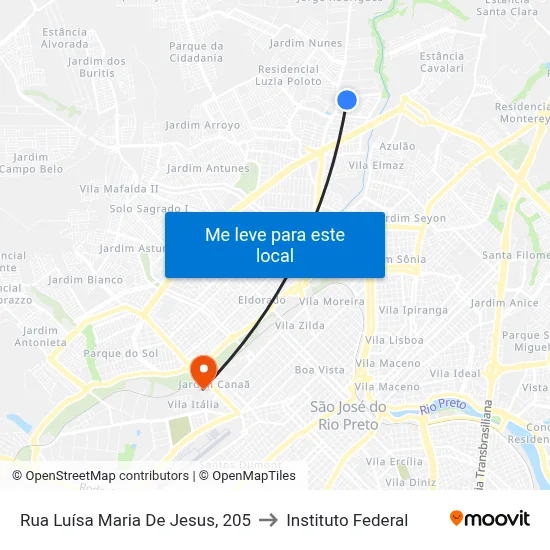 Rua Luísa Maria De Jesus, 205 to Instituto Federal map