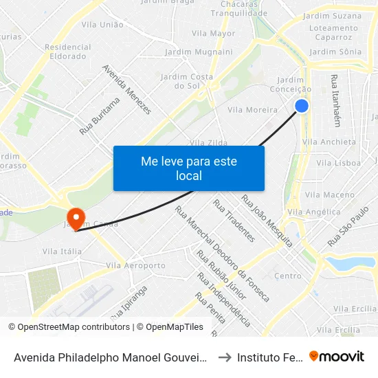 Avenida Philadelpho Manoel Gouveia Neto, 1090 to Instituto Federal map