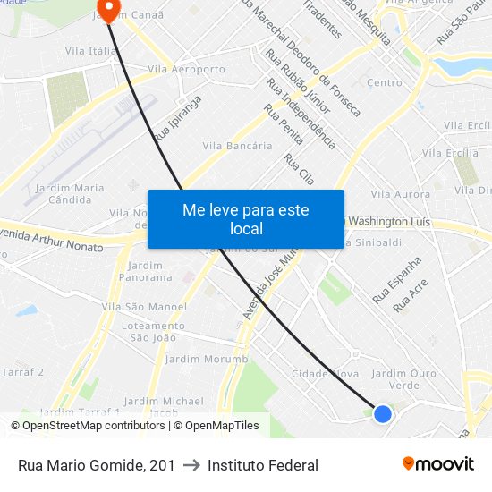 Rua Mario Gomide, 201 to Instituto Federal map