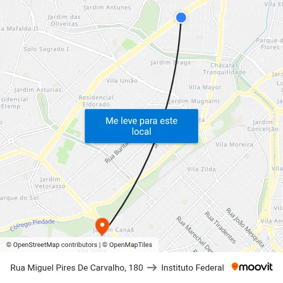 Rua Miguel Pires De Carvalho, 180 to Instituto Federal map