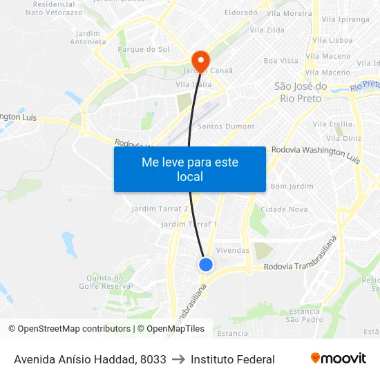 Avenida Anísio Haddad, 8033 to Instituto Federal map