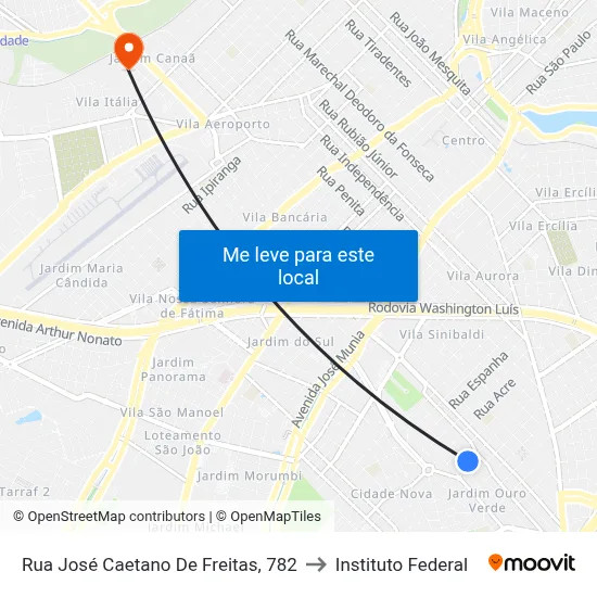 Rua José Caetano De Freitas, 782 to Instituto Federal map