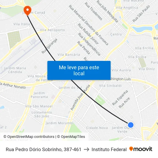 Rua Pedro Dório Sobrinho, 387-461 to Instituto Federal map