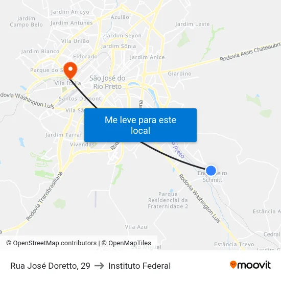 Rua José Doretto, 29 to Instituto Federal map