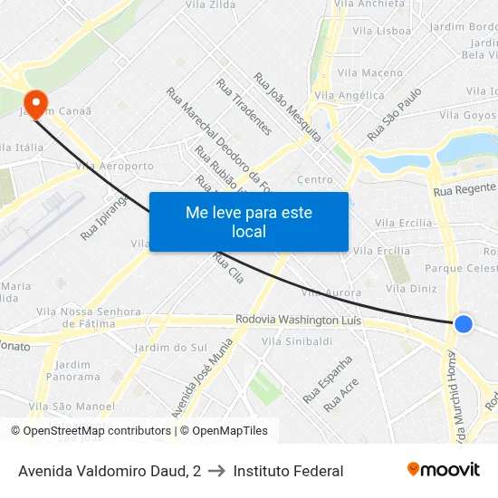 Avenida Valdomiro Daud, 2 to Instituto Federal map