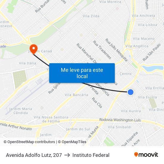 Avenida Adolfo Lutz, 207 to Instituto Federal map