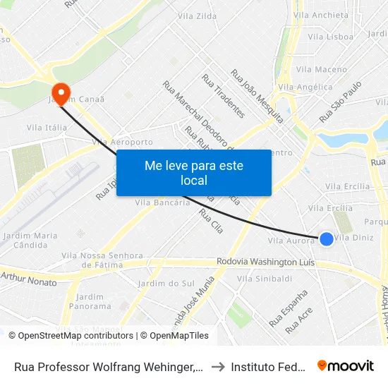 Rua Professor Wolfrang Wehinger, 123 to Instituto Federal map