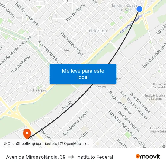 Avenida Mirassolândia, 39 to Instituto Federal map