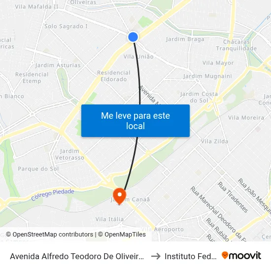 Avenida Alfredo Teodoro De Oliveira, 1920 to Instituto Federal map