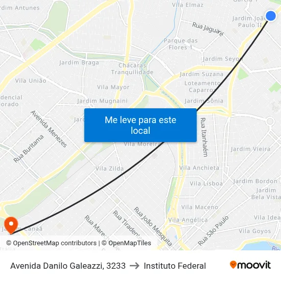 Avenida Danilo Galeazzi, 3233 to Instituto Federal map