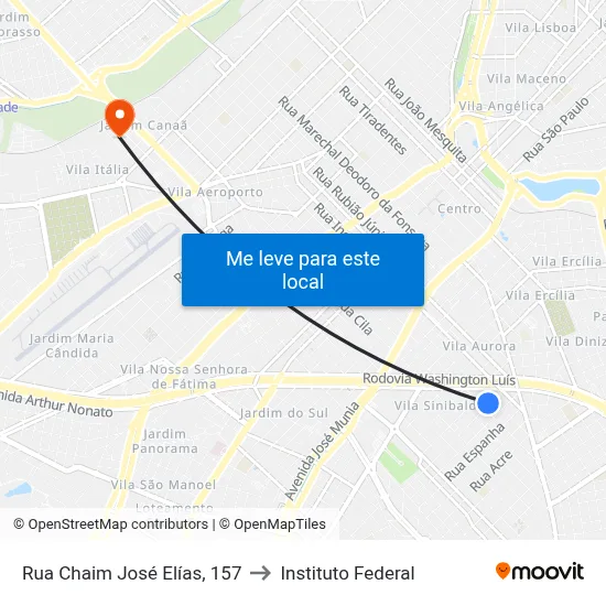 Rua Chaim José Elías, 157 to Instituto Federal map